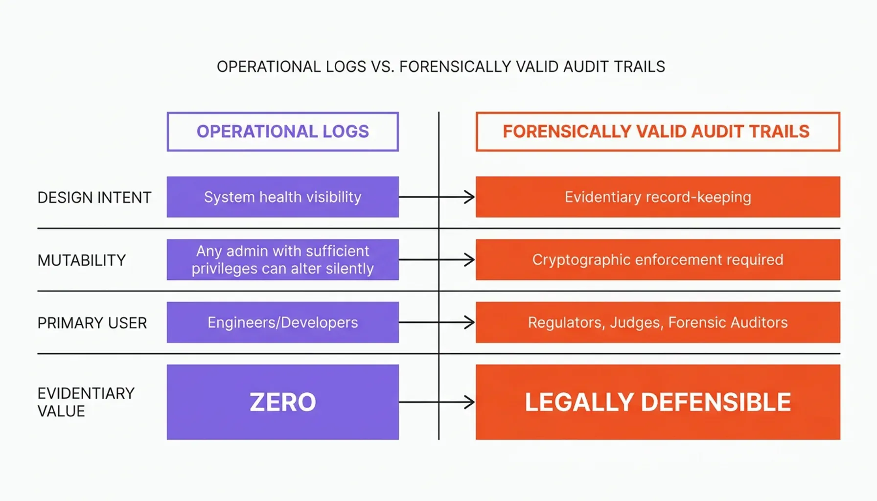 AI agent audit trails dashboard showing log gaps and blockchain timestamping metrics for evidence reliability