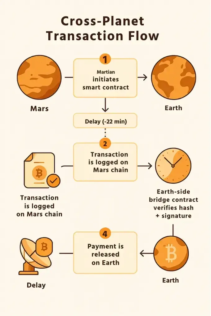Transaction flow for interplanetary communication