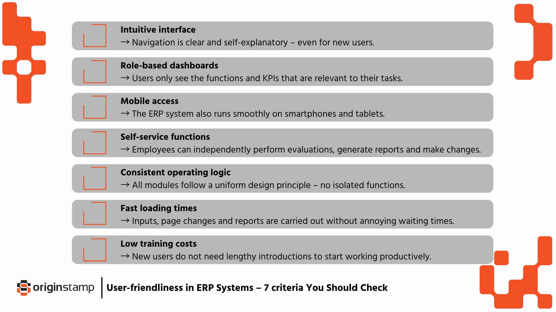 Criteria for a well-employed ERP System