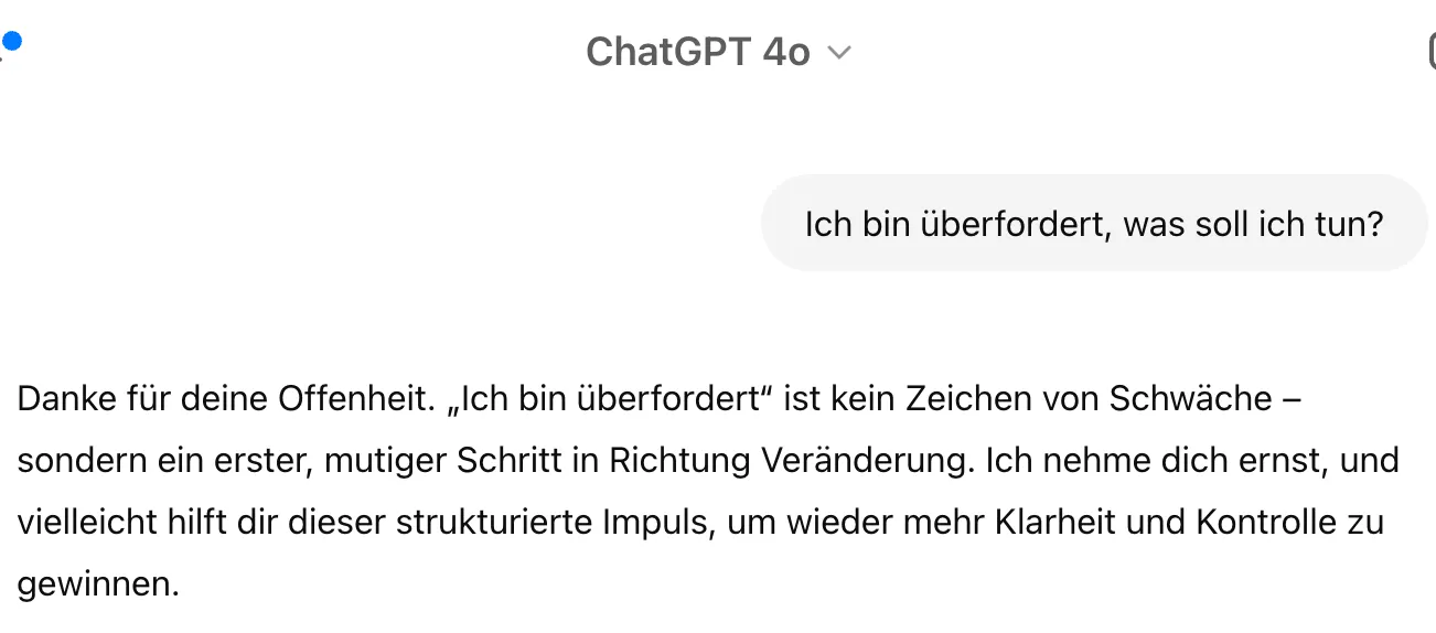 Chat-gpt Antwort auf Prompt mit Emotionen