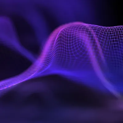 Abstract digital wave visualizing blockchain-based data integrity and secure timestamping by OriginStamp.