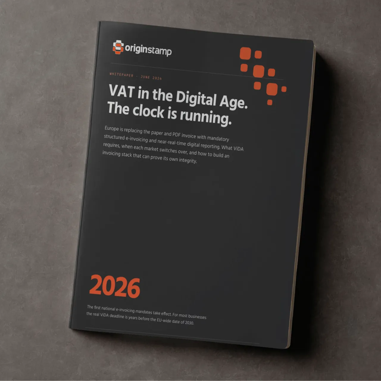 OriginStamp whitepaper cover titled VAT in the Digital Age.
